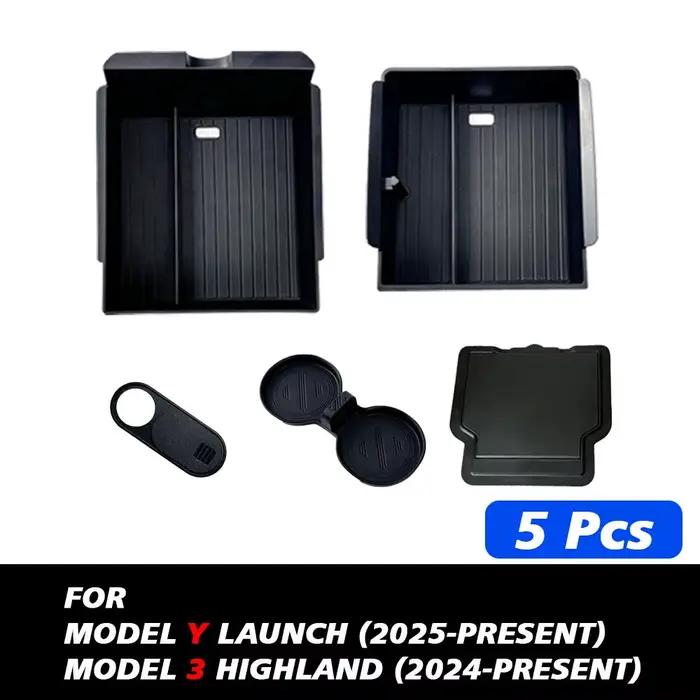 Pour Tesla Nouveau Modèle Y Launch Juniper : Tapis antidérapant en silicone ABS pour console et boîte de rangement