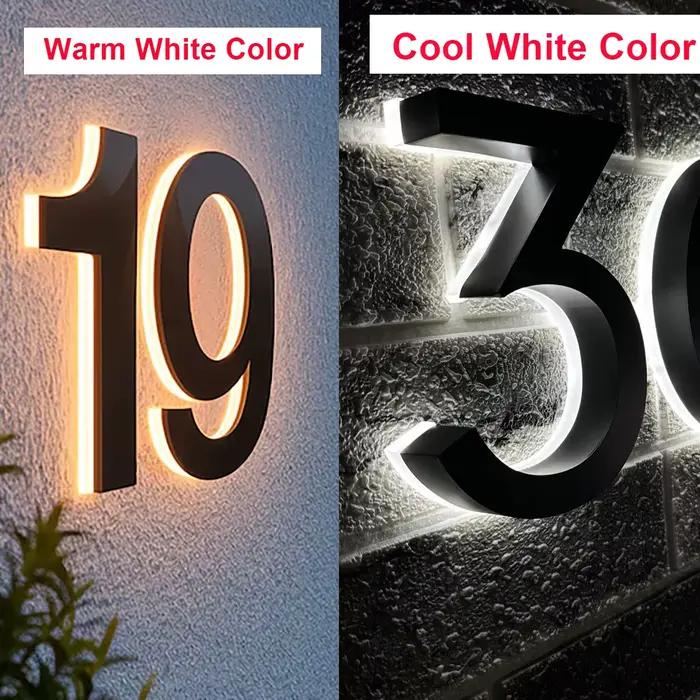 Numéros de maison modernes avec LED rétroéclairée