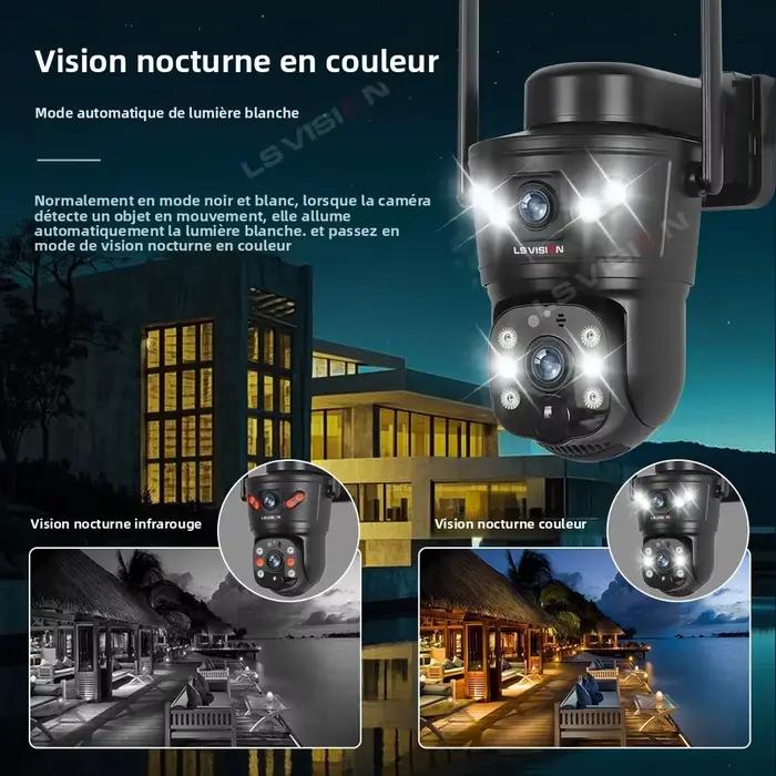 LS VISION 8MP 4G caméra solaire double objectif 2 écrans WiFi PTZ suivi automatique