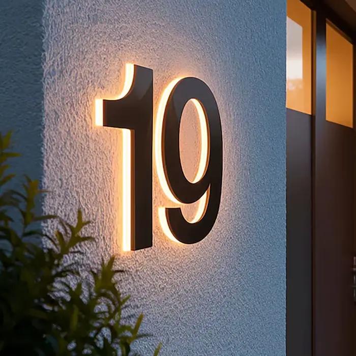 Numéros de maison modernes avec LED rétroéclairée