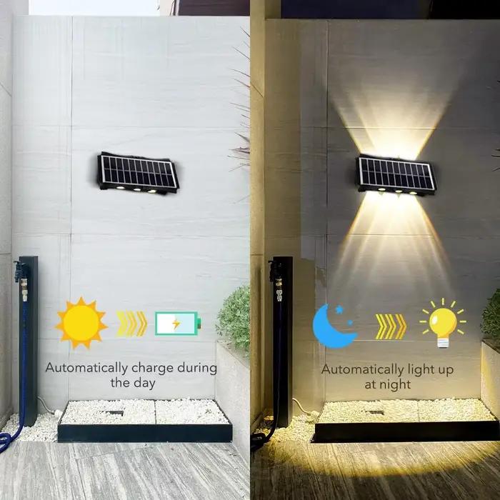 Applique solaire extérieure lumière chaude étanche haut et bas éclairage lumineux balcon cour jardin décoration lumières mur extérieur