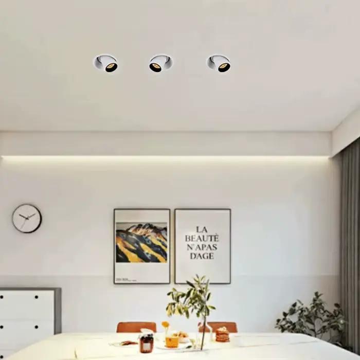 Spot lumineux LED encastrable Long 10W12W 15W Dimmable Anti-éblouissement 360 ° Rotation COB puce AC 85-265V plafonnier