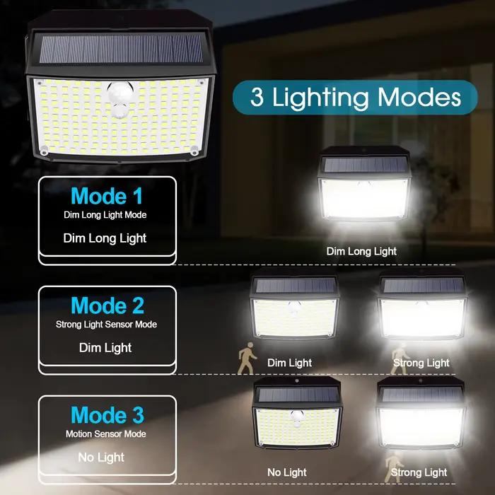 Lampes solaires à détecteur de mouvement 158 LED avec 3 modes d'éclairage