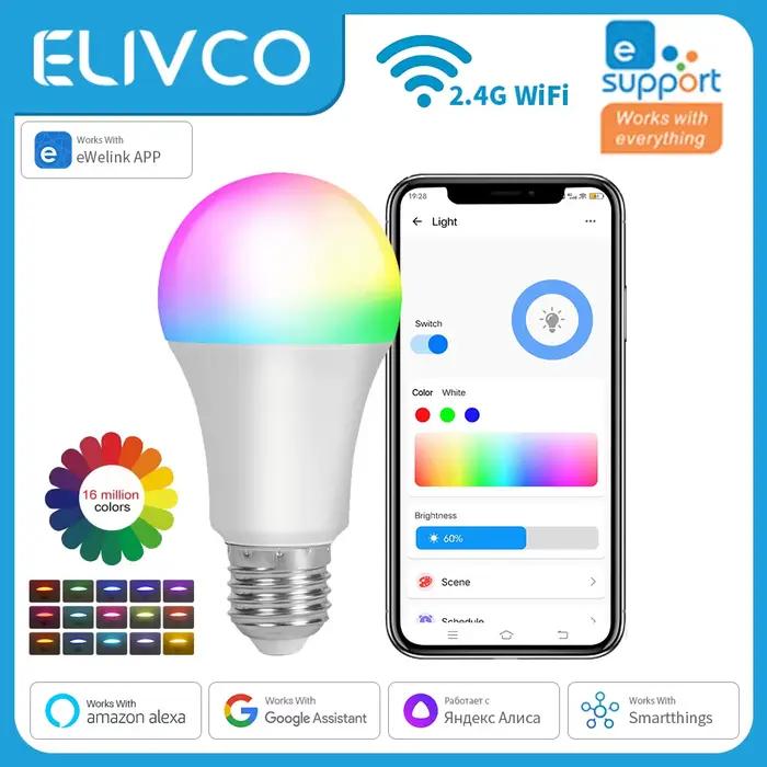 EWelink ampoule intelligente E27 WiFi lampe à bricoler soi-même à intensité variable lumière LED 100-240V APP contrôle prise en charge Alexa Google Home Alice Smartthings