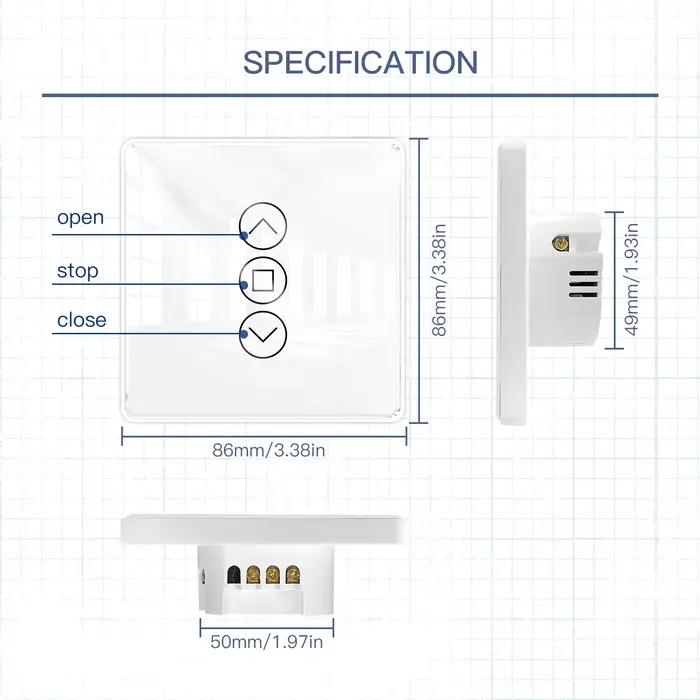 Intelligent 2.5D Arc verre écran tactile rideau interrupteur pour stores roulants volets APP télécommande fonctionne