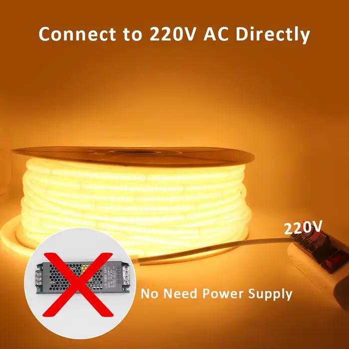 Bandes LED 220V étanche COB LED bande lumineuse 240Led/M 3000K 4000K 6000K décor à la maison ruban Flexible éclairage linéaire