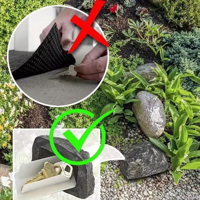 Boîte à clés dissimulée en forme de petite pierre