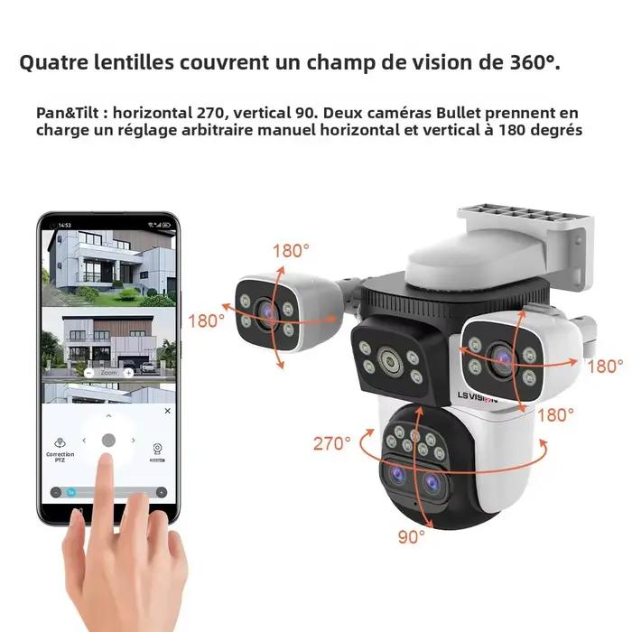 Caméra de sécurité extérieure WiFi LS VISION à trois écrans