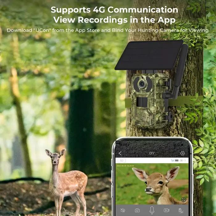 Caméra de chasse solaire 4G cellulaire 2K avec détection de mouvement PIR