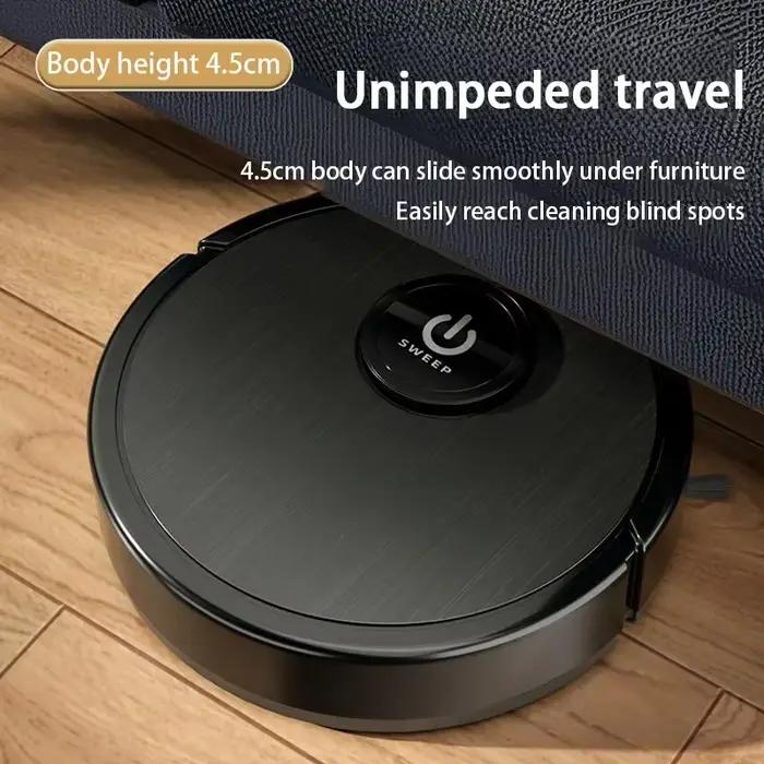 Robot Aspirateur Intelligent 3-en-1 6000Pa Forte Aspiration Balayage Lavage Recharge USB Navigation Laser Poils d'Animaux Sols Durs Nouveauté 2026