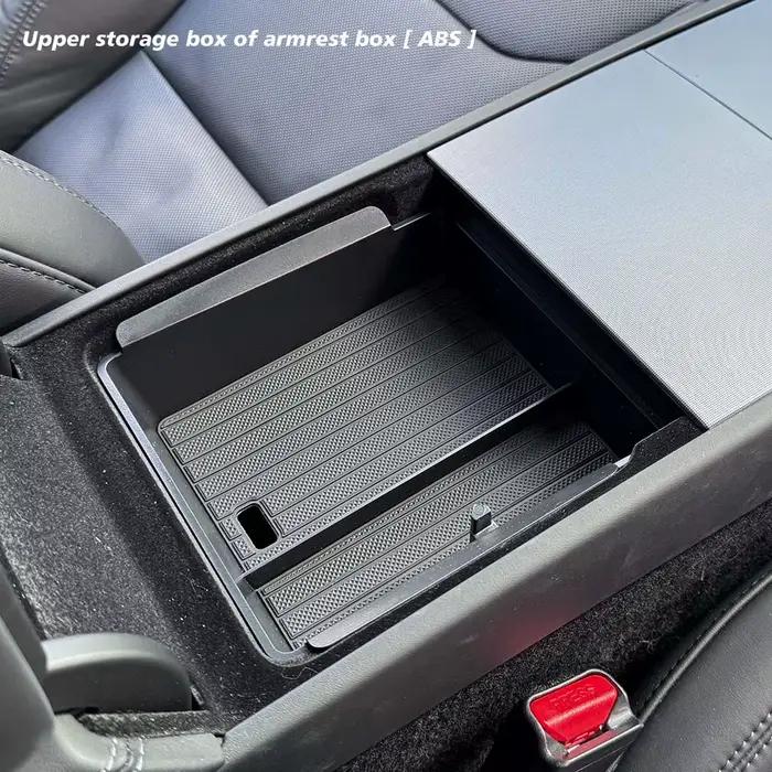 Boîte de rangement pour accoudoir TESY pour Tesla Y Juniper avec tapis antidérapant en silicone ABS et porte-gobelets pour rangement de console et organisation de voiture occassions spéciales