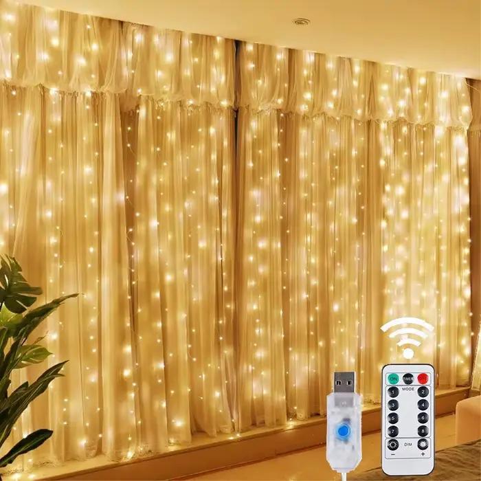 Rideau lumineux LED avec télécommande USB