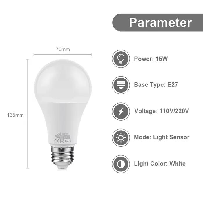 Ampoule LED avec capteur de lumière E27