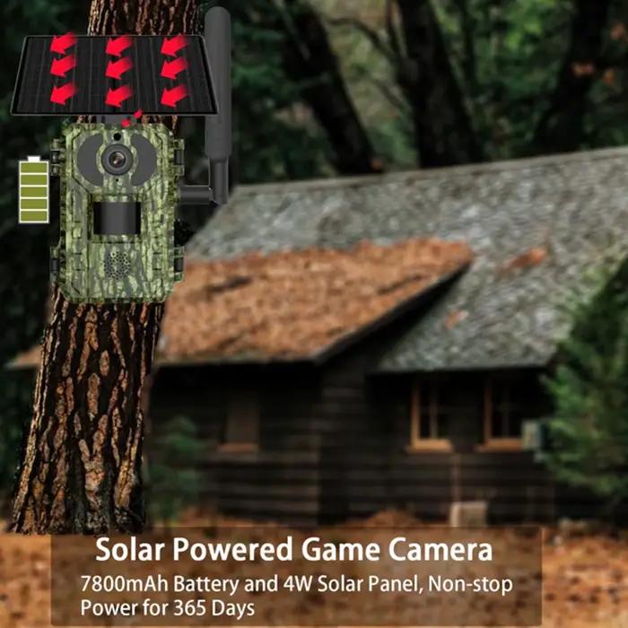 Caméra de chasse solaire 4G cellulaire 2K avec détection de mouvement PIR