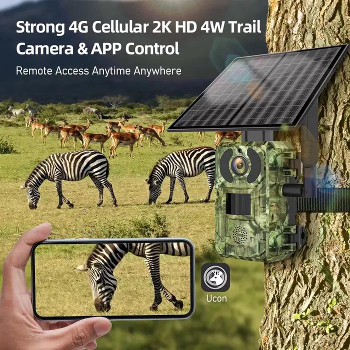 Caméra de chasse UCON APP EU 4G 2K 4W avec batterie 7800mAh