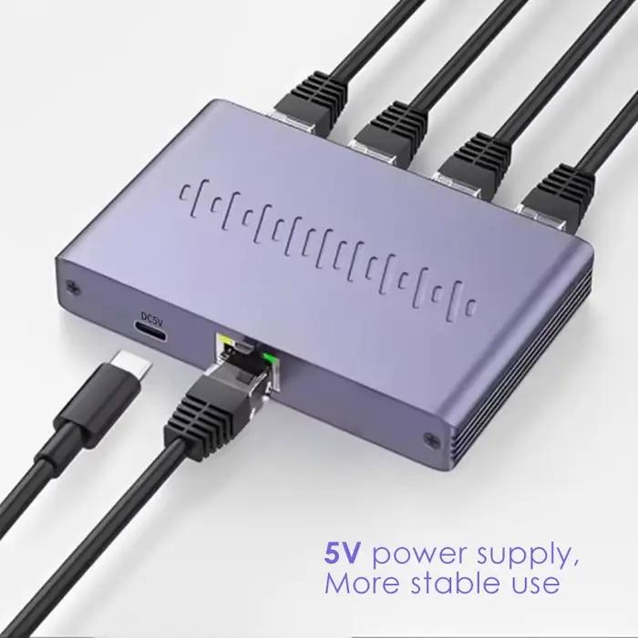 Répartiteur Ethernet 1x4 1000Mbps Gigabit RJ45 Cat6 LAN Internet 1 entrée 4 sorties coupleur d'extension pour PC portable routeur boîtier de télévision numérique