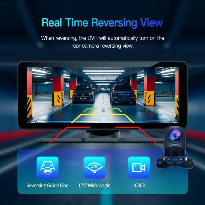 Imagebon 6.86" HT686 Pro 4K ADAS Dashcam sans fil CarPlay & Android Auto 5s Power On Car DVR Bluetooth FM GPS Navigation