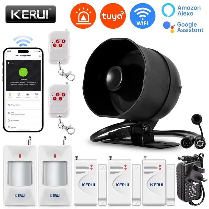 KERUI 120db système d'alarme sonore forte sirène Tuya WIFI intelligent Kit d'alarme de sécurité sans fil maison anti-cambriolage capteur de porte de mouvement Alexa