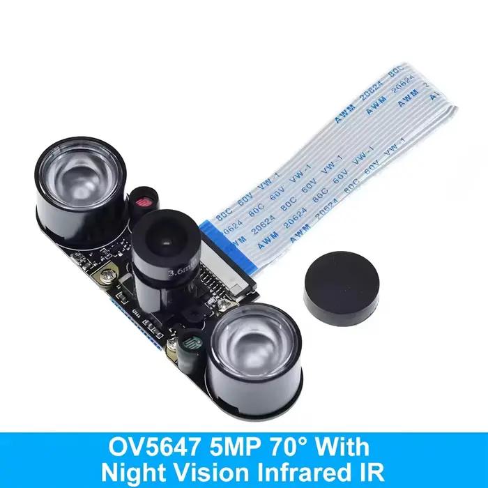 Caméra OV5647 5MP 70 degrés vision nocturne 1080P avec IR-CUT pour Raspberry Pi 4B 3B+ 3B