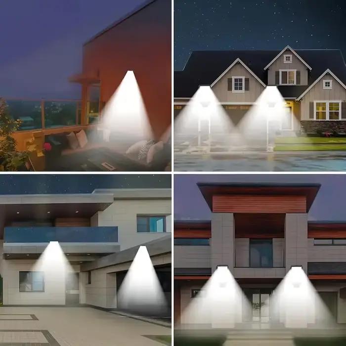 Le capteur de mouvement solaire allume les lumières de sécurité LED à énergie