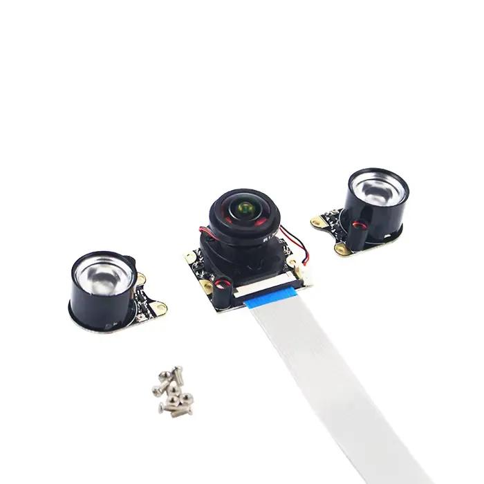 Caméra de Vision nocturne Raspberry Pi avec 2 lumières infrarouges 5MP OV5647 Webcam 75 175