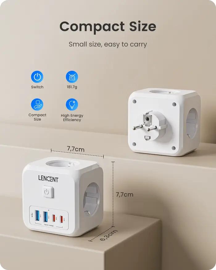 LENCENT – extension de prise murale 7 en 1