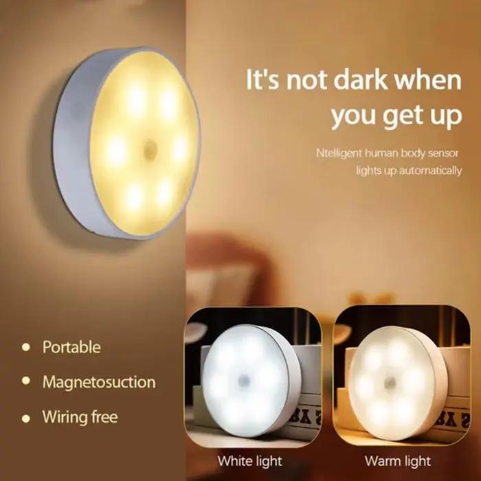 Capteur de mouvement lumière Led USB veilleuses lampe Rechargeable pour chambre escalier couloir garde-robe placard éclairage