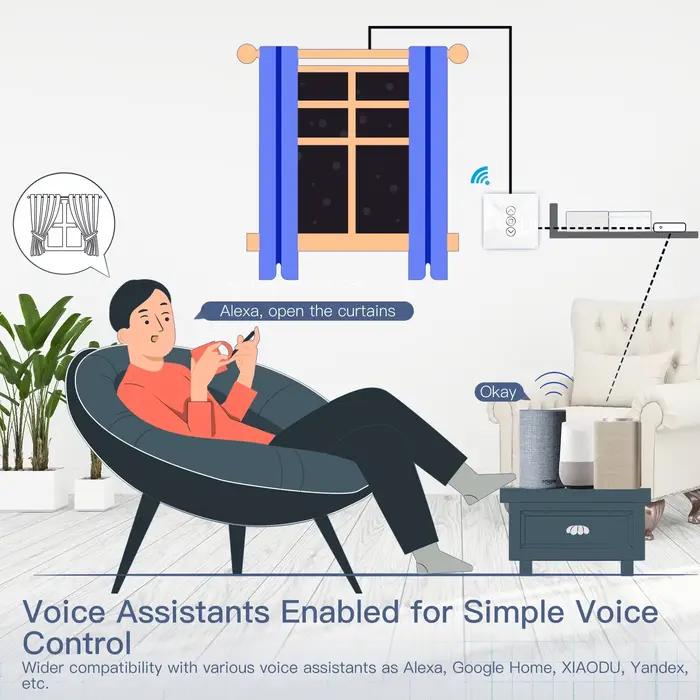 Intelligent 2.5D Arc verre écran tactile rideau interrupteur pour stores roulants volets APP télécommande fonctionne