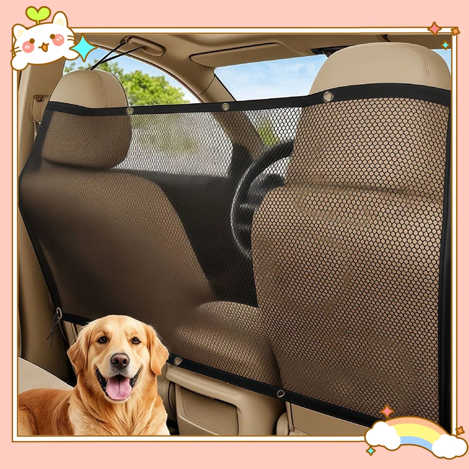 Barrière de voiture pour chien, accessoires de voyage, clôture, barrière pour animaux de compagnie,