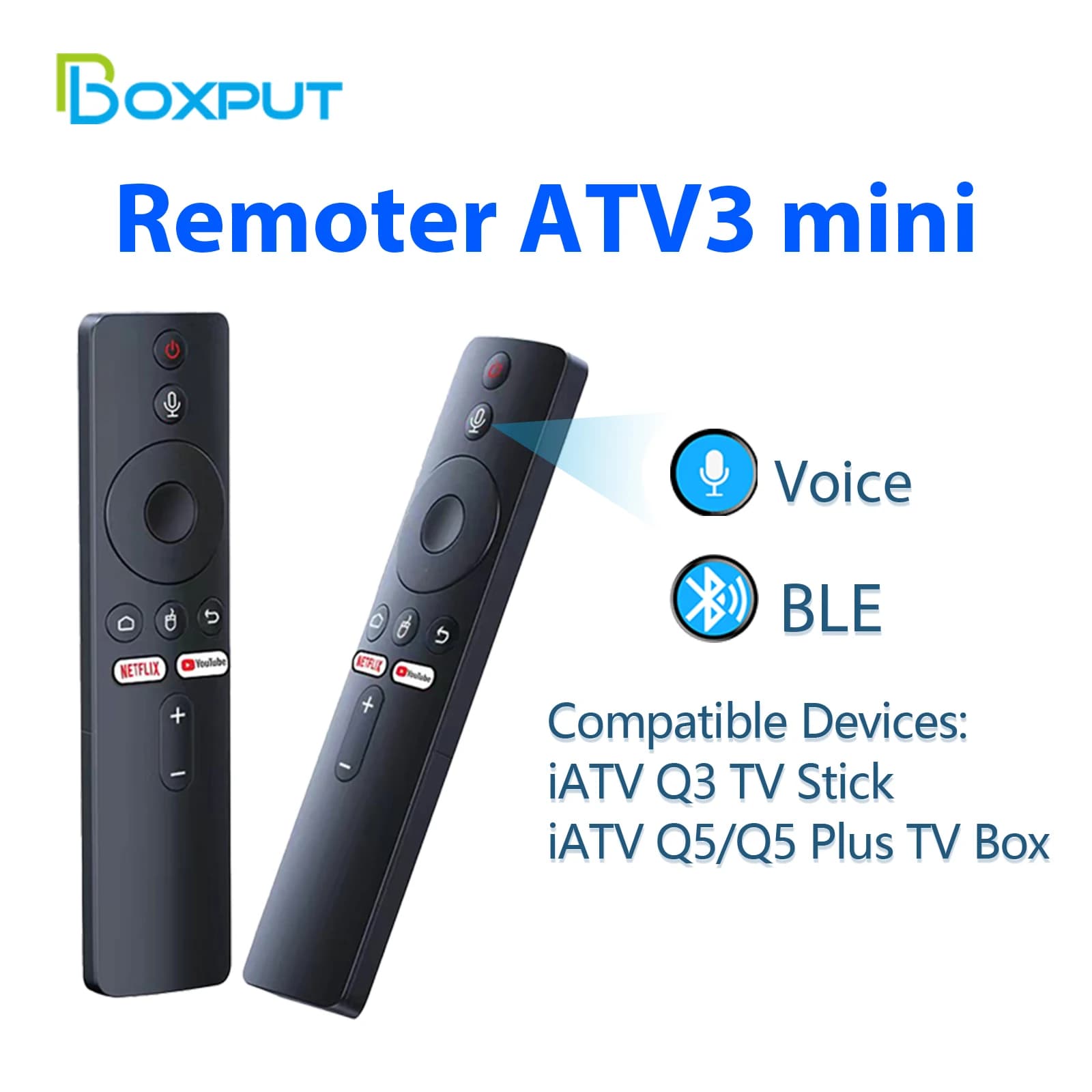Télécommande vocale Bluetooth BOXPUT TV Stick ATV3 Lite compatible avec IATV Q3 Q5 PLUS, Q10, Lemon