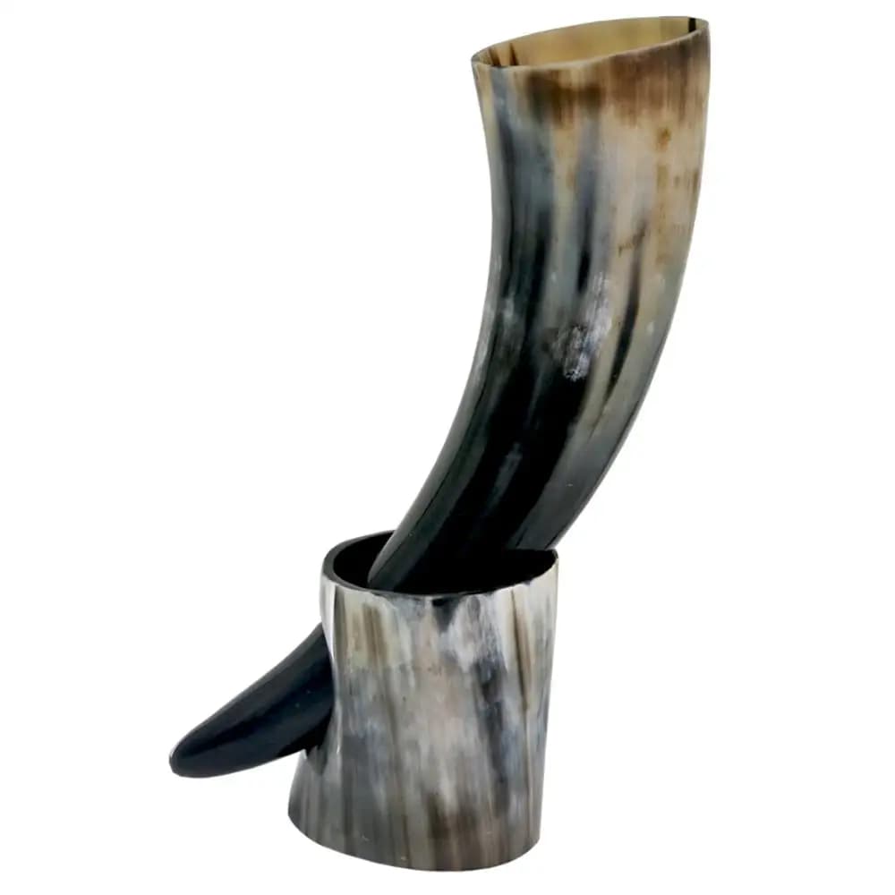 Mug en corne de Viking authentique fait main pour la maison avec support – Tasses, gobelets, chopes,