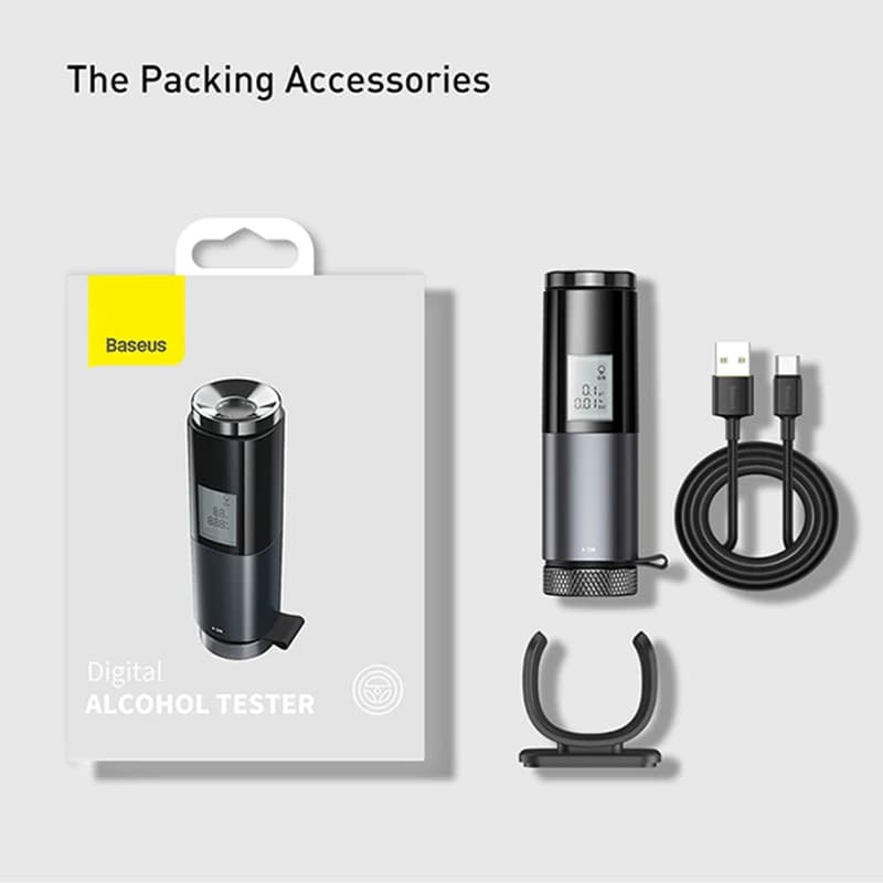 Testeur d'alcoolémie Baseus, détecteur d'alcool avec écran LED, rechargeable, outil de test d'alcool