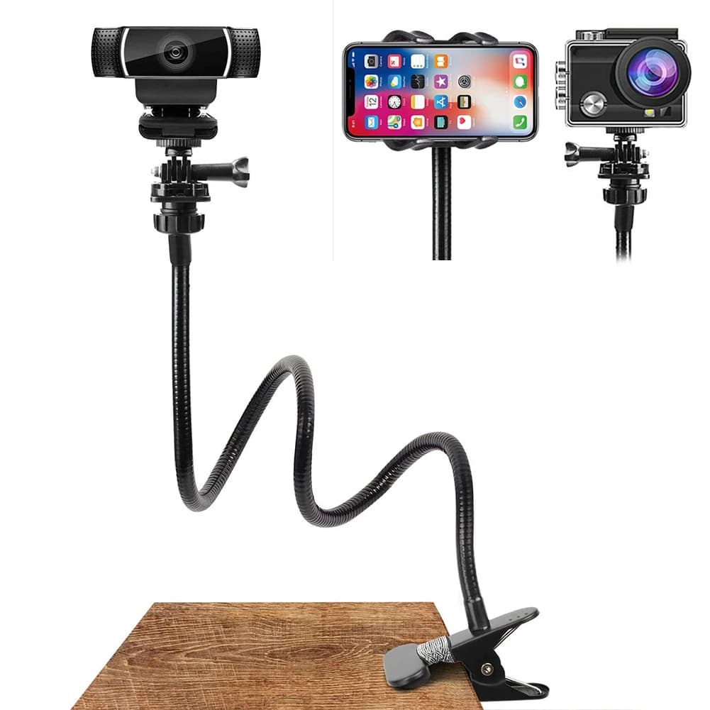 Support de caméra à col de cygne pour Webcam Logitech, pince flexible, support de téléphone portable