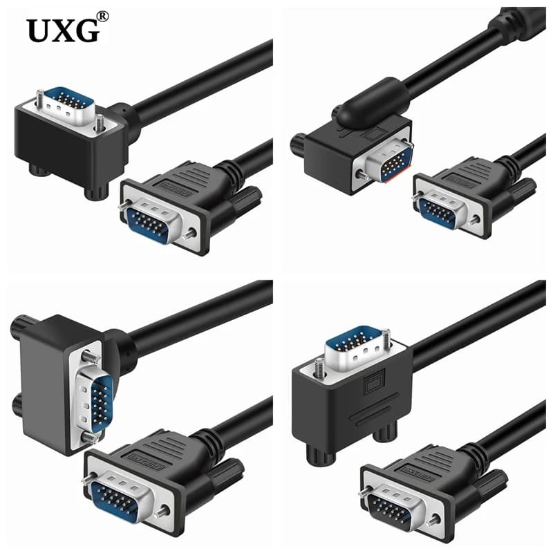 Moniteur d'ordinateur VGA 1080p câble Standard 15 broches connecteur 90 degrés droit gauche vers le