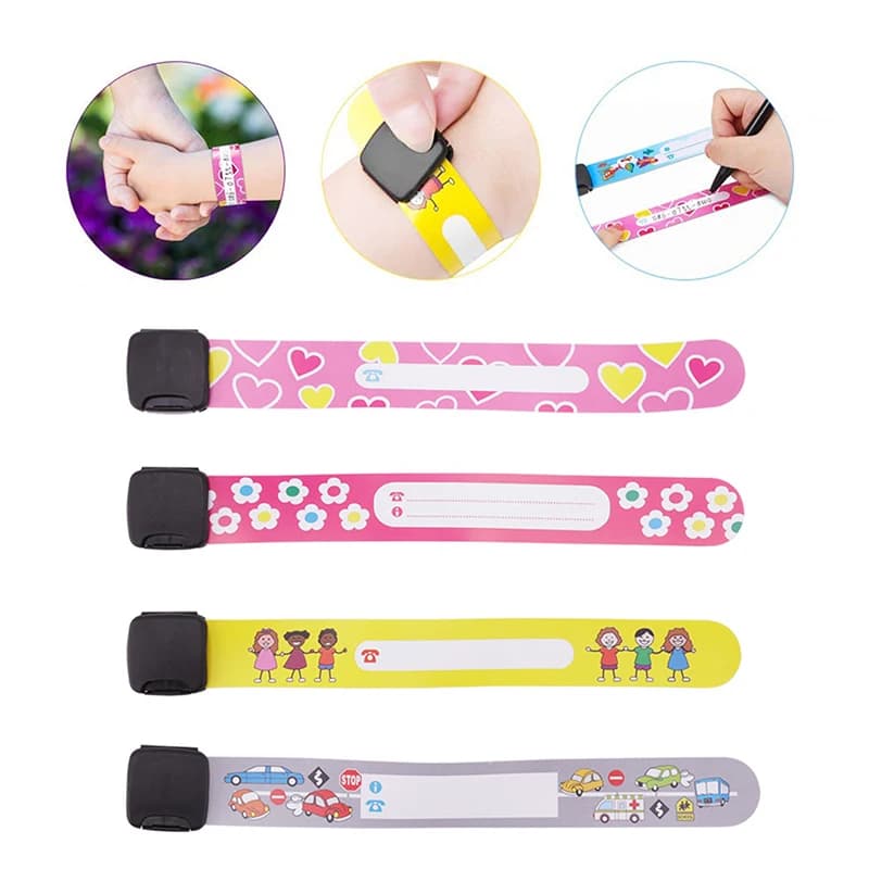 4 pièces nouveau Bracelet de sécurité ID réglable pour enfant activité de plein air écriture réutili