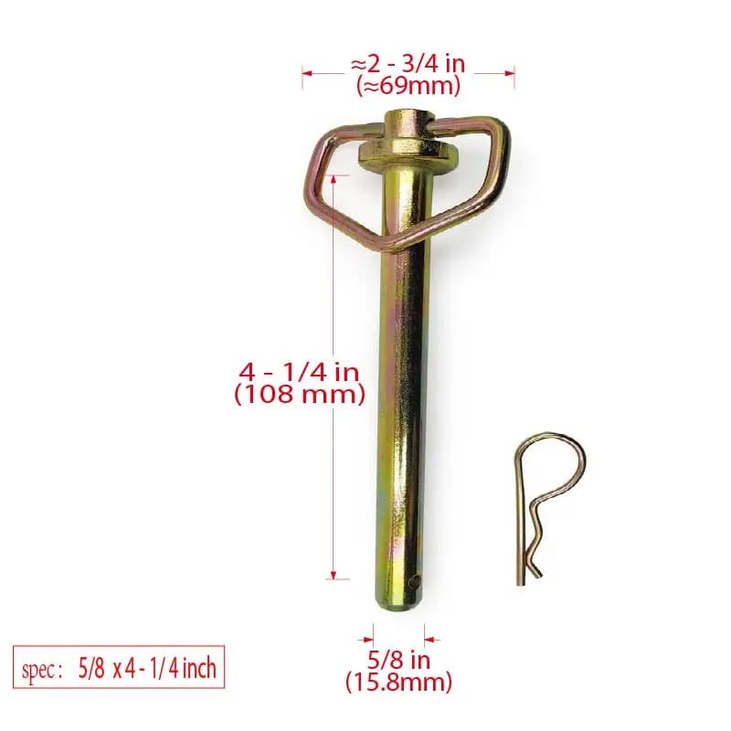 Goupille d'attelage/accessoires à clip pour tracteurs, goupille d'attelage à poignée pivotante, goup