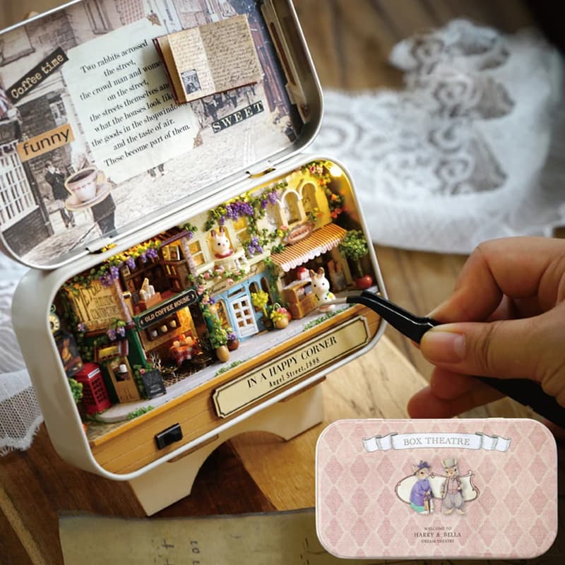Maison de poupée en bois, thème nostalgique, avec meubles et accessoires, jouets pour cadeaux