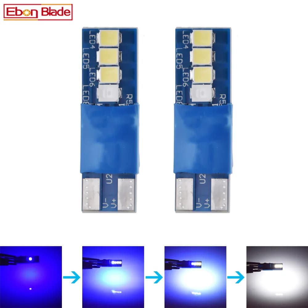 Paire de lampes T10 5W5 | Changement de couleur bleu à blanc, W5W 194 dôme intérieur, lampe de lectu
