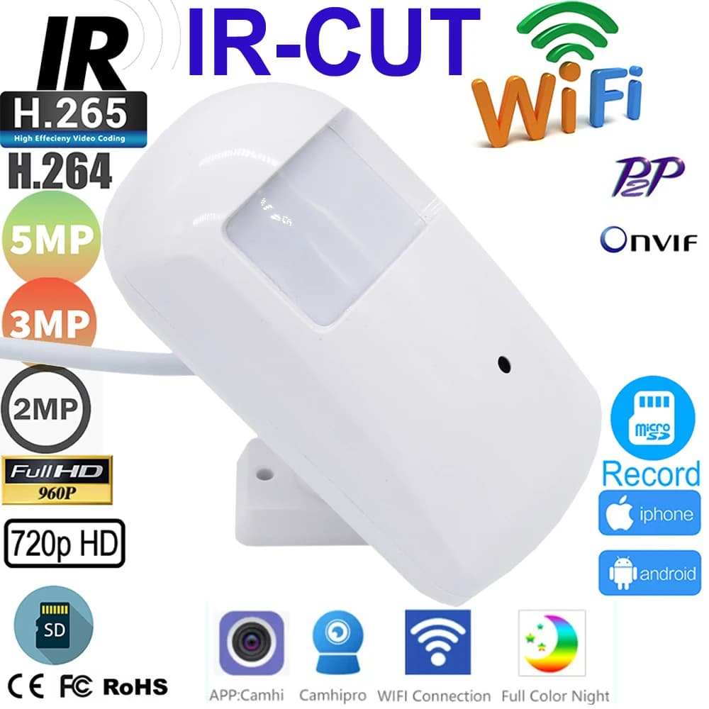 Camhi-Caméra de surveillance IP WiFi HD 5MP/1080p (Onvif), dispositif de sécurité sans fil, avec vis