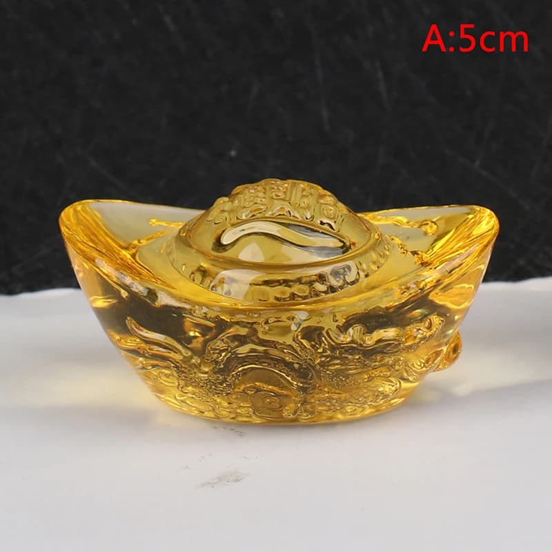 Yuan Bao en cristal jaune doré, décoration de salon et de bureau, attire la richesse et porte-bonheu
