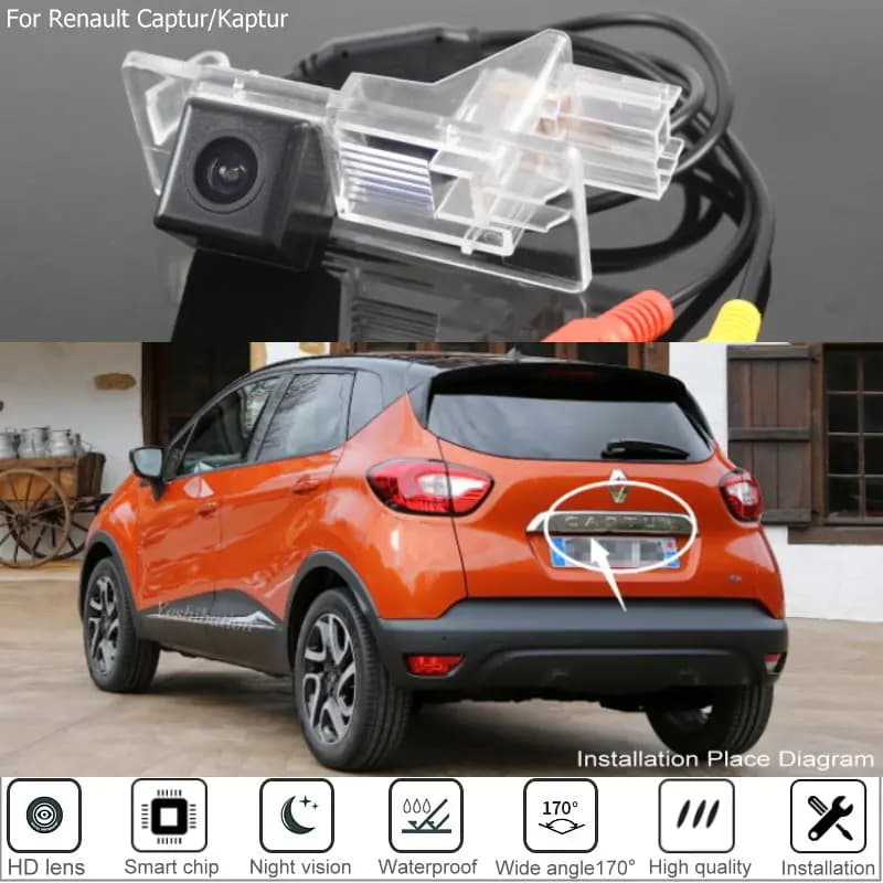 Caméra de recul de voiture pour Renault Captur 2013 ~ 2018 HD CCD Vision nocturne caméra de recul ar