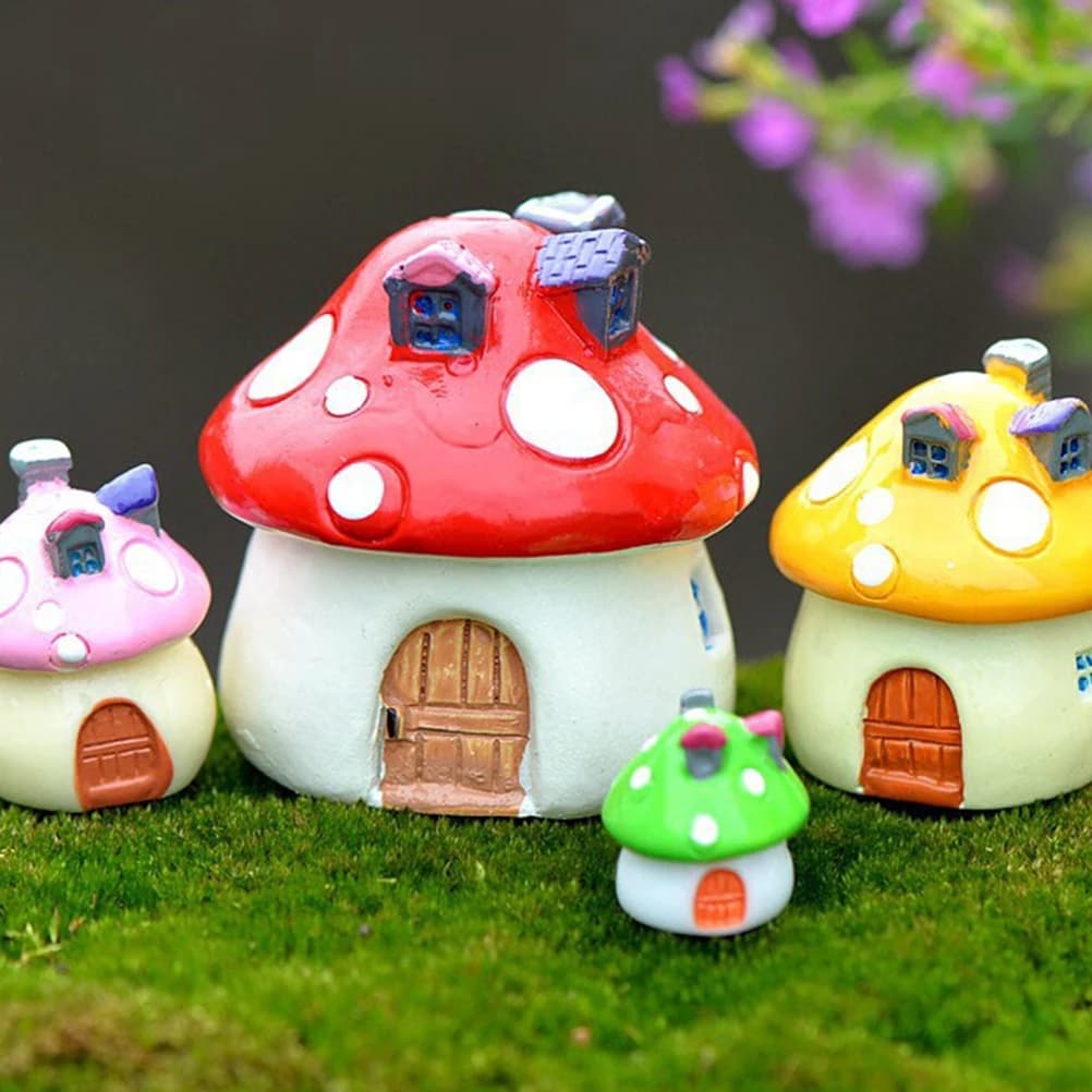 Maison champignon en résine 3 tailles, jardin féerique, décoration artisanale Miniature Micro Gnome