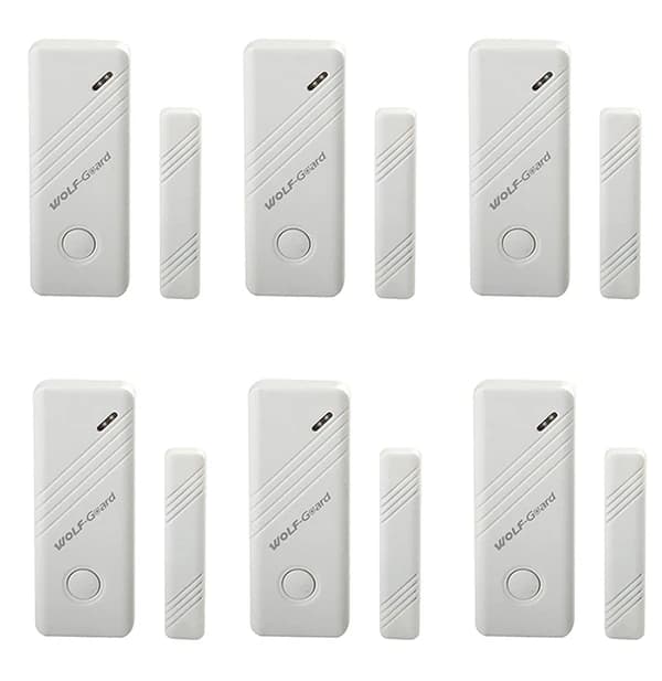 6 x Wolf-Guard capteur magnétique de porte/fenêtre de Contact sans fil détecteur ouvert/fermé access