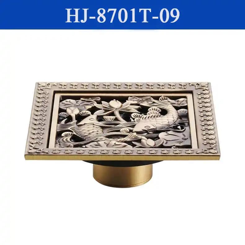 Douche proximité ins 12*12cm Carré Bain proximité ins Passoire Cheveux Antique Laiton Art Sculpté HO