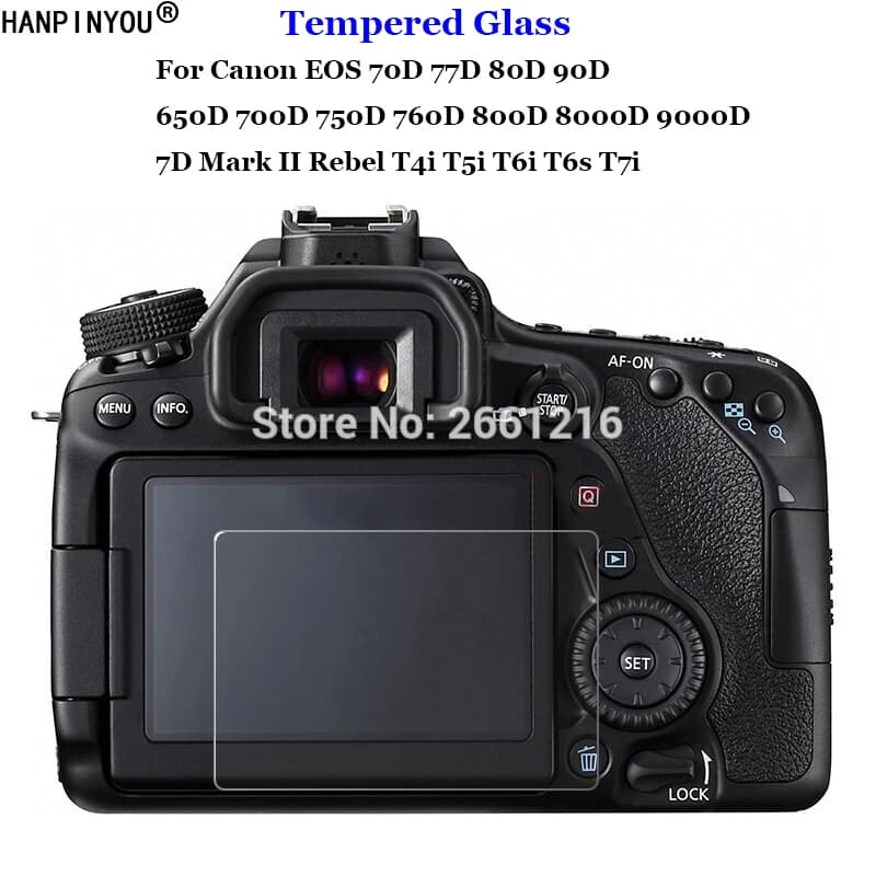 Film protecteur en verre pour écran LCD de caméra, pour IL EOS 70D 77D 80D 90D 650D 700D execute D 7