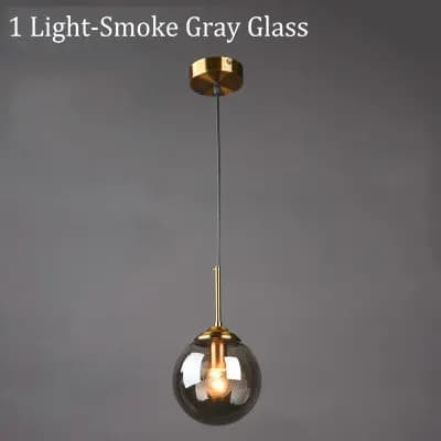 Lampe LED suspendue en verre transparent gris fumé ambre, luminaire décoratif d'intérieur, idéal pou