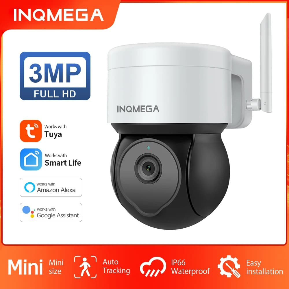 INQMEGA – caméra de Surveillance extérieure PTZ IP Wifi 3MP, TUYA, Cloud intelligent, compatible ave