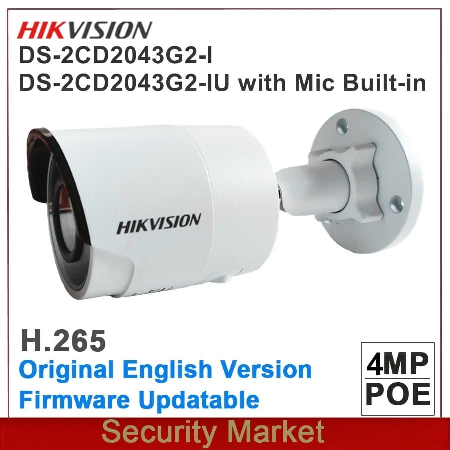 Hikvision – caméra réseau à puce fixe WDR 4MP DS-2CD2043G2-I et DS-2CD2043G2-IU, version anglaise or