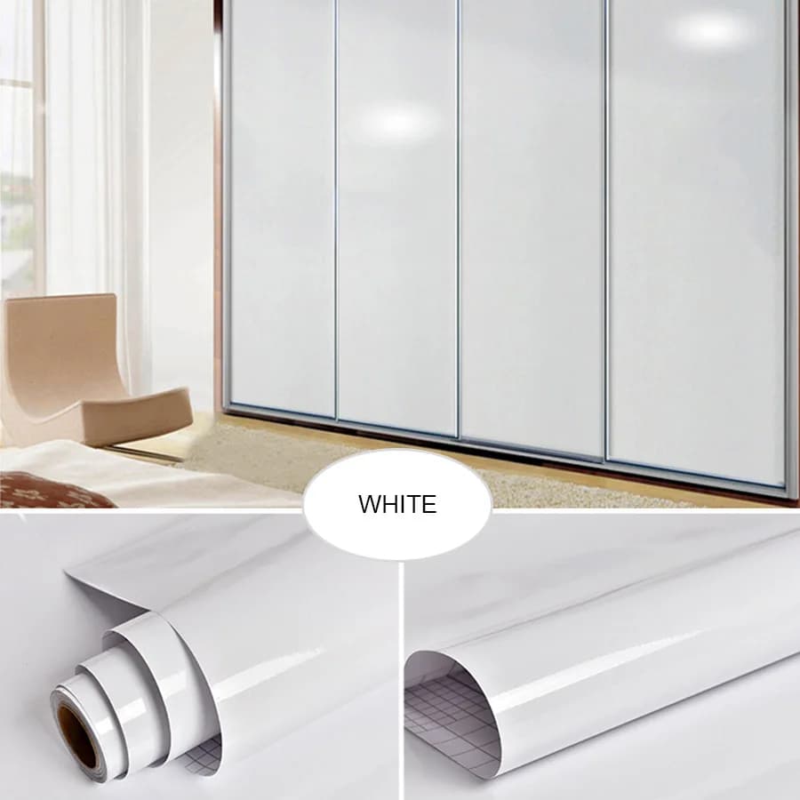 Film décoratif blanc perle pour bricolage, papier peint auto-adhésif en PVC, autocollants de rénovat