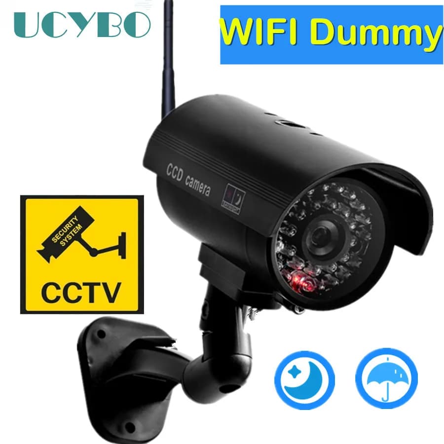 Caméra factice caméras de vidéosurveillance cctv avec antenne wifi infrarouge IR LED clignotant alim
